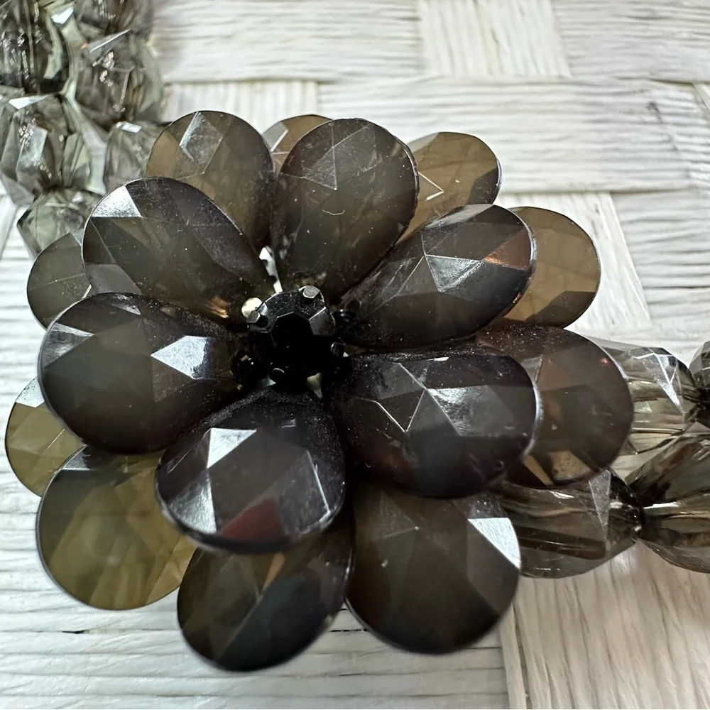 Stunning Beaded Large Flower Double Strand Statement Necklace